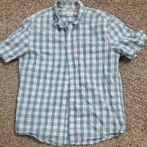 Levi's Blue and White Plaid Button-Down Shirt